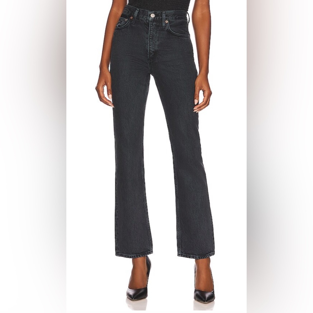 Agolde Black High-Rise Straight Leg Jeans